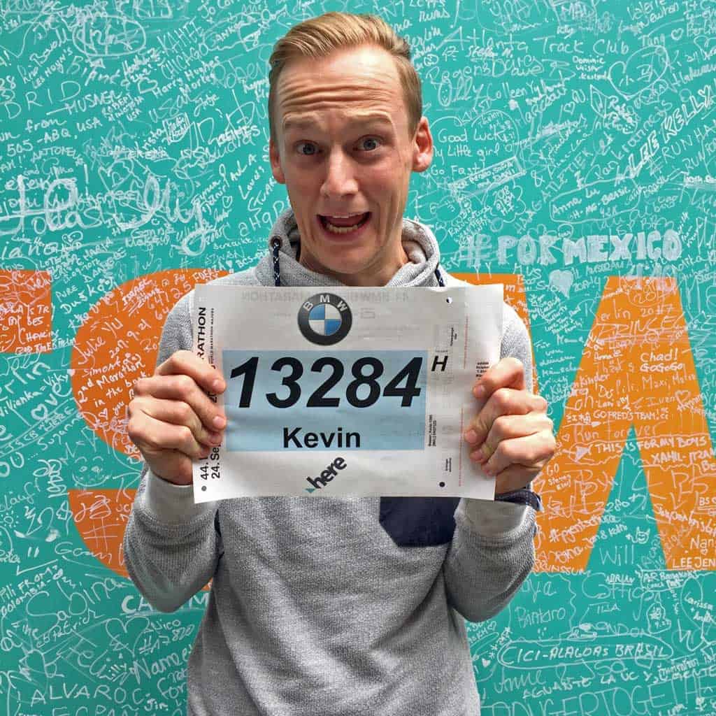 Kevin mit der Startnummer vom Berlin Marathon