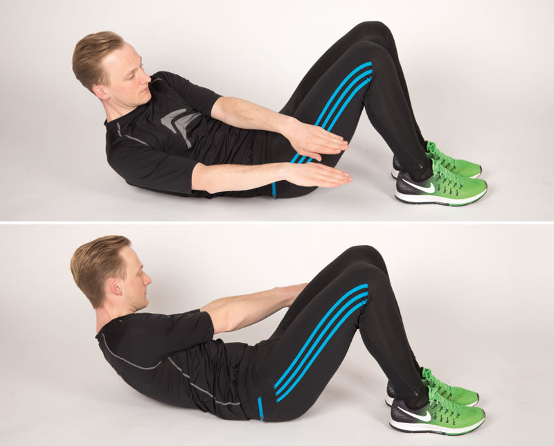 Seitliche Sit ups trainieren den Oberkörper