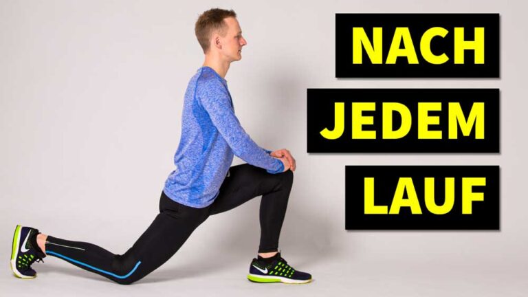Ein Läufer dehnt sich nach dem Joggen, um die Muskulatur zu entspannen und Verletzungen vorzubeugen. Perfekt für Fitness und Wohlbefinden!