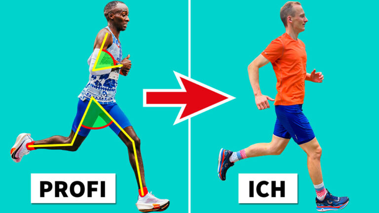 Zwei Läufer im Vergleich: Ein Profi und ein Hobbyläufer, die motiviert joggen, um schneller zu werden.