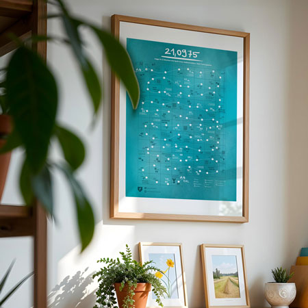 Ein inspirierender Wandkalender mit dem Motiv 21,0975, der Laufziele und Motivation für Läufer bietet.